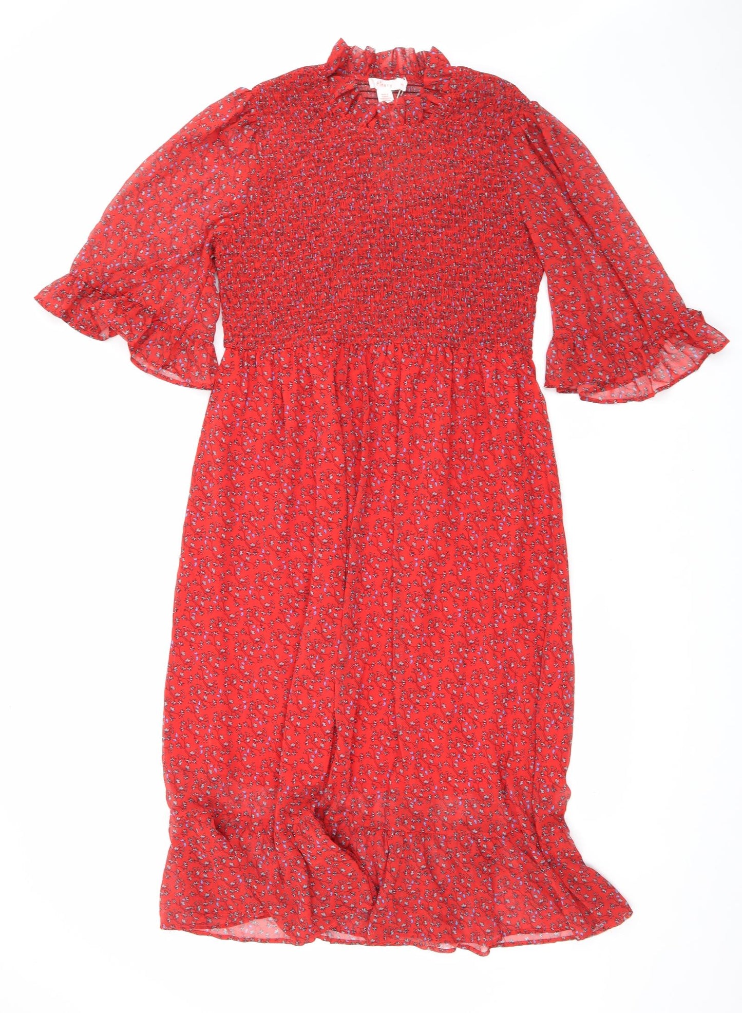 Finery Womens Red Floral Polyester Maxi Size 18 Mock Neck Pullover