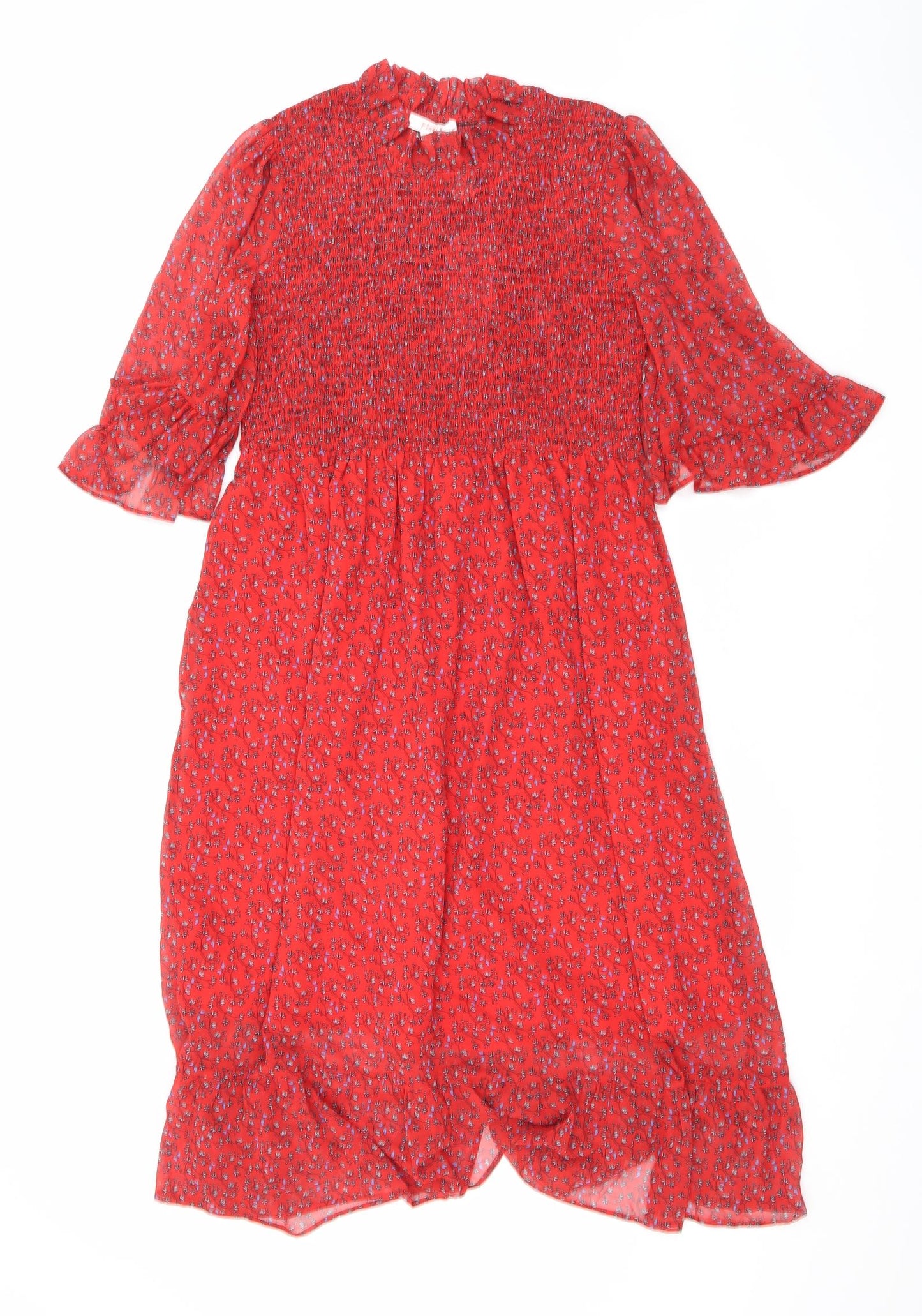 Finery Womens Red Floral Polyester Maxi Size 16 Mock Neck Pullover