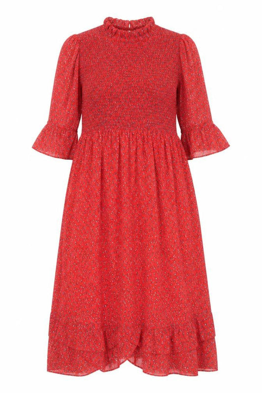 Finery Womens Red Floral Polyester Maxi Size 16 Mock Neck Pullover