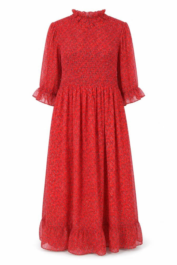 Finery Womens Red Floral Polyester Maxi Size 16 Mock Neck Pullover