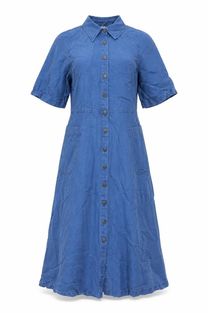 Finery Womens Blue Cotton Maxi Size 8 Collared Button