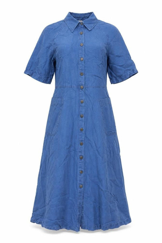 Finery Womens Blue Cotton Maxi Size 8 Collared Button