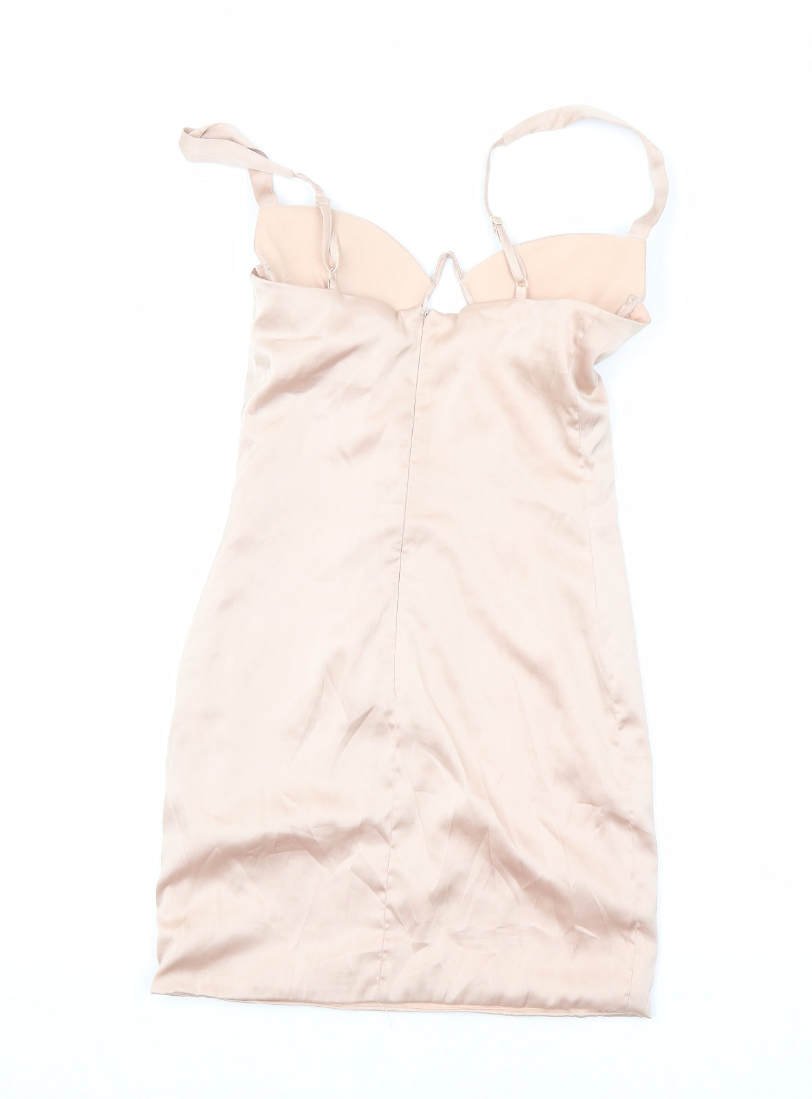 Love & Other Things Womens Beige Polyester Bodycon Size XS Sweetheart Zip