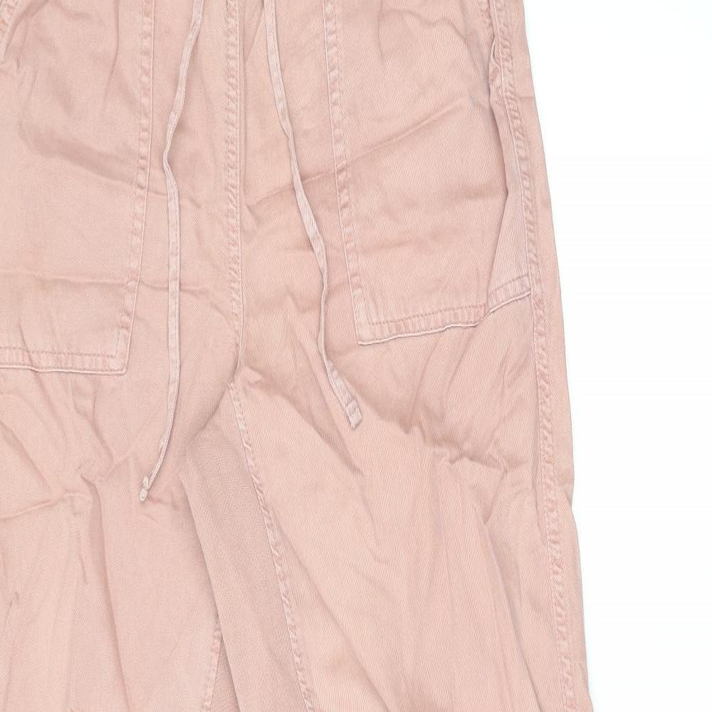 Marks and Spencer Womens Pink Lyocell Trousers Size 8 L29.5 in Regular Drawstring