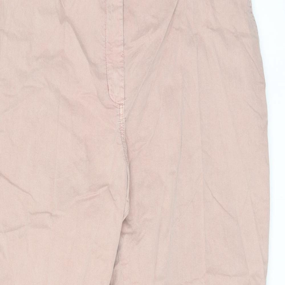 Marks and Spencer Womens Pink Cotton Chino Trousers Size 20 L28 in Regular Zip