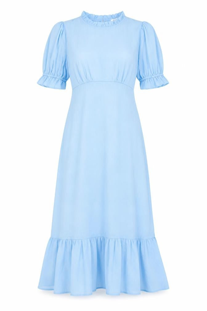 Finery Womens Blue Polyester A-Line Size 10 Round Neck Zip
