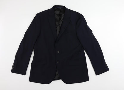 Additional front view of Autograph men’s blue wool jacket suit jacket, size 42, regular