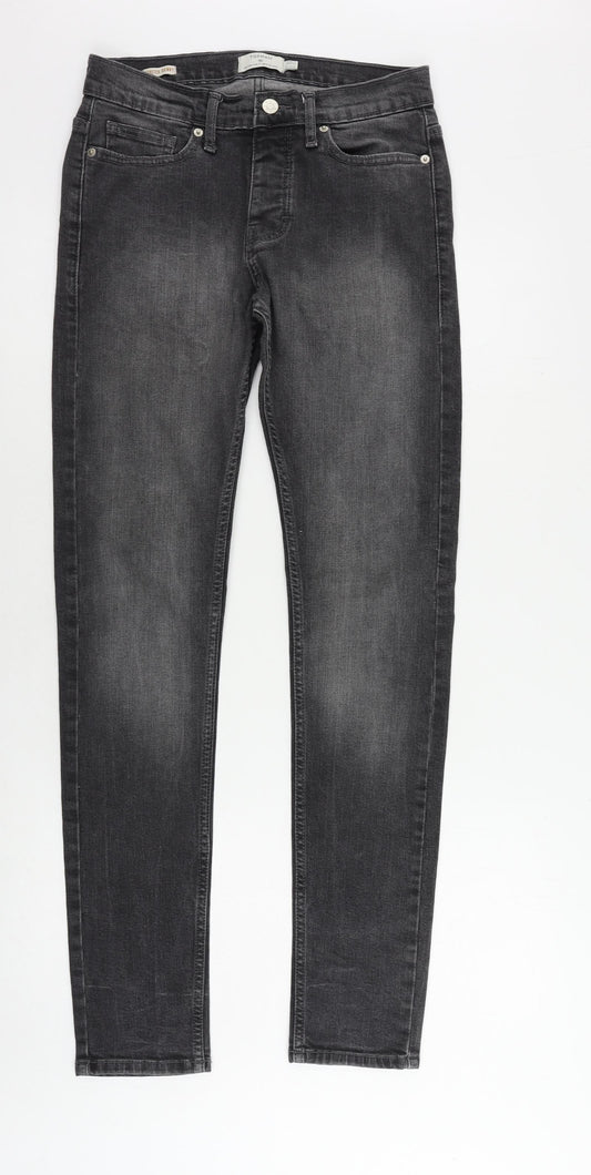 Topman Mens Grey Cotton Skinny Jeans Size 28 in L32 in Regular Button
