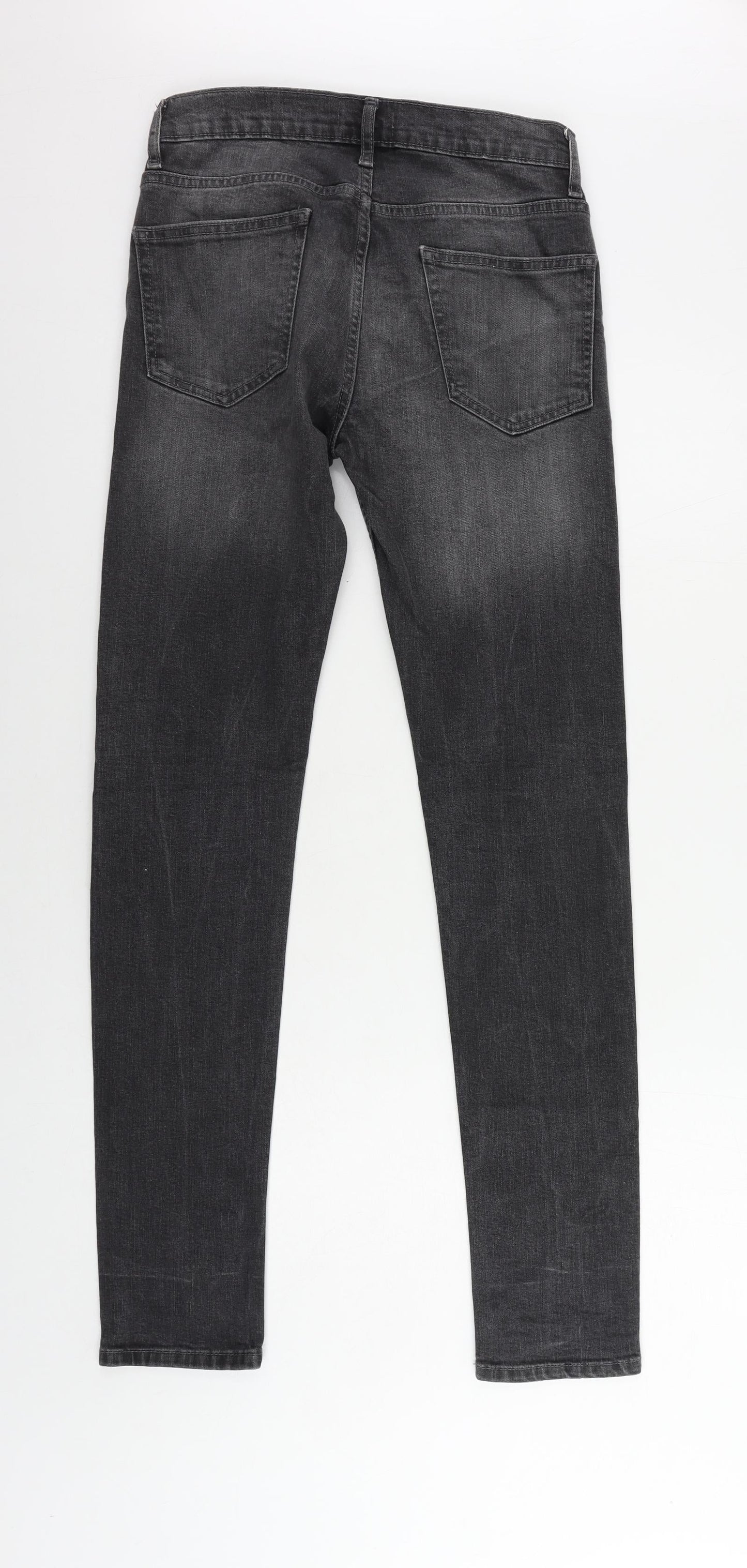 Topman Mens Grey Cotton Skinny Jeans Size 28 in L32 in Regular Button