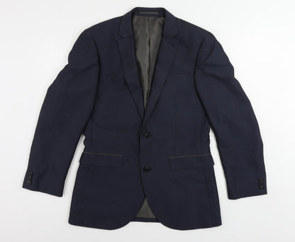 Next Mens Blue Polyester 3 Piece Suit Jacket Size 38 Regular