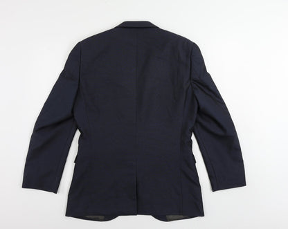 Next Mens Blue Polyester 3 Piece Suit Jacket Size 38 Regular