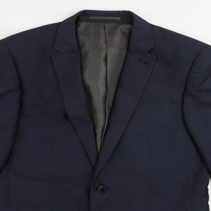 Next Mens Blue Polyester 3 Piece Suit Jacket Size 38 Regular