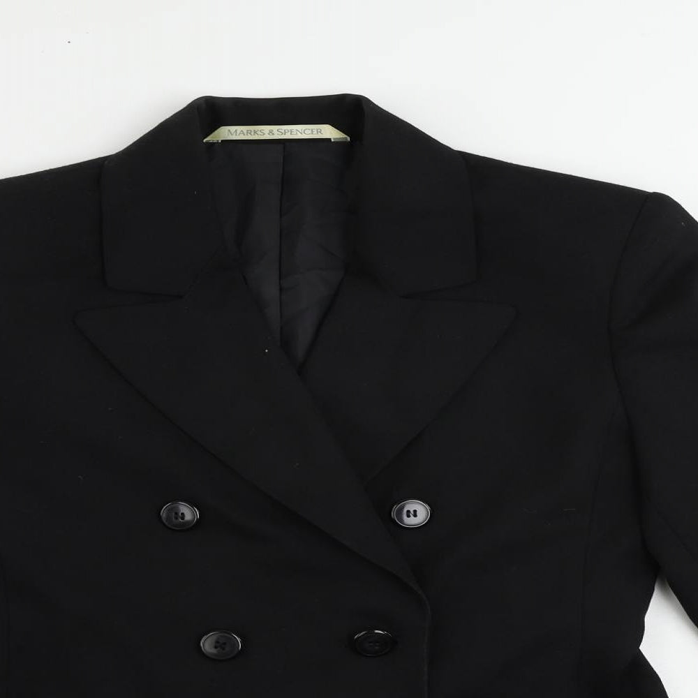 St Michael Womens Black Jacket Blazer Size 10 Button