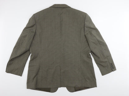 Jack Reid Mens Brown Geometric Polyester Jacket Suit Jacket Size 48 Regular