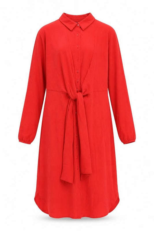 Marks & Spencer Womens Red Polyester Shirt Dress Size 6 Collared Button