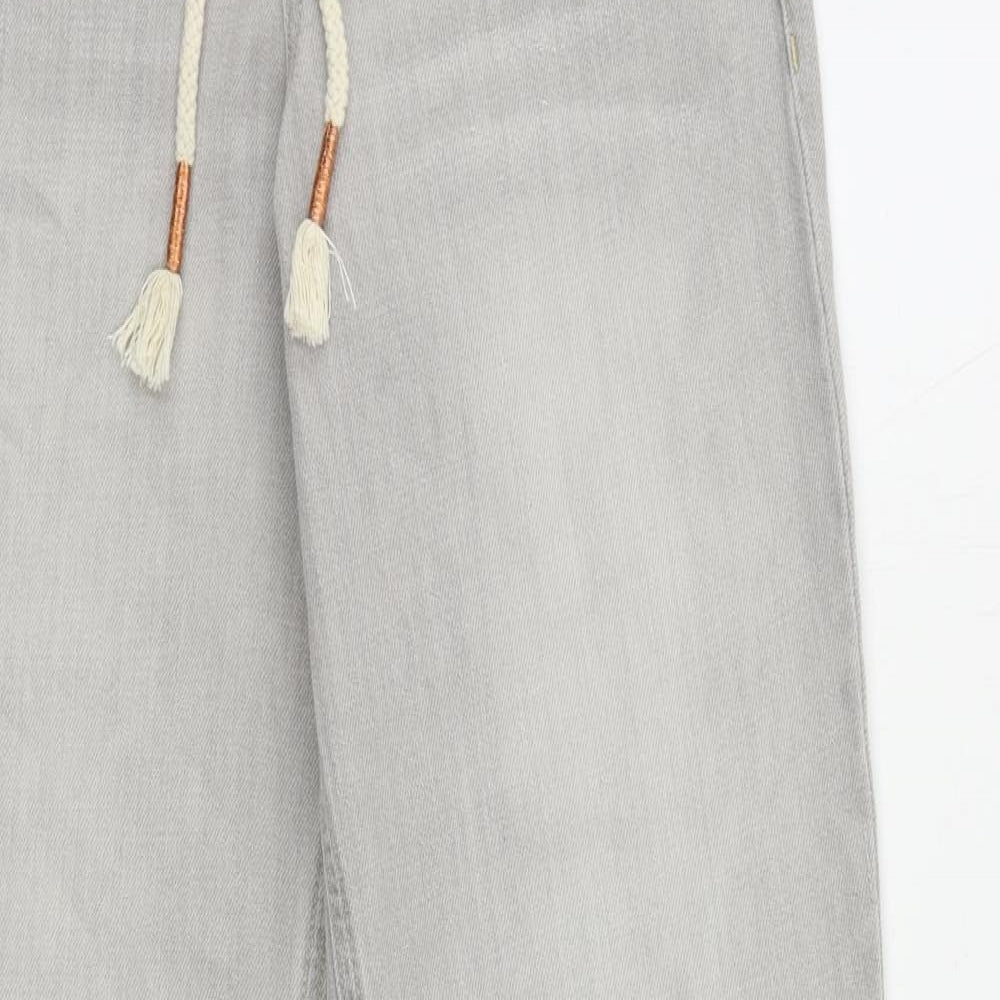 Marks and Spencer Womens Grey Cotton Jogger Trousers Size 6 L25 in Regular Drawstring