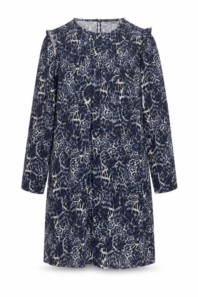 Marks & Spencer Womens Blue Animal Print Polyester A-Line Size 20 Round Neck Button