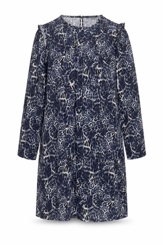 Marks & Spencer Womens Blue Animal Print Polyester A-Line Size 20 Round Neck Button