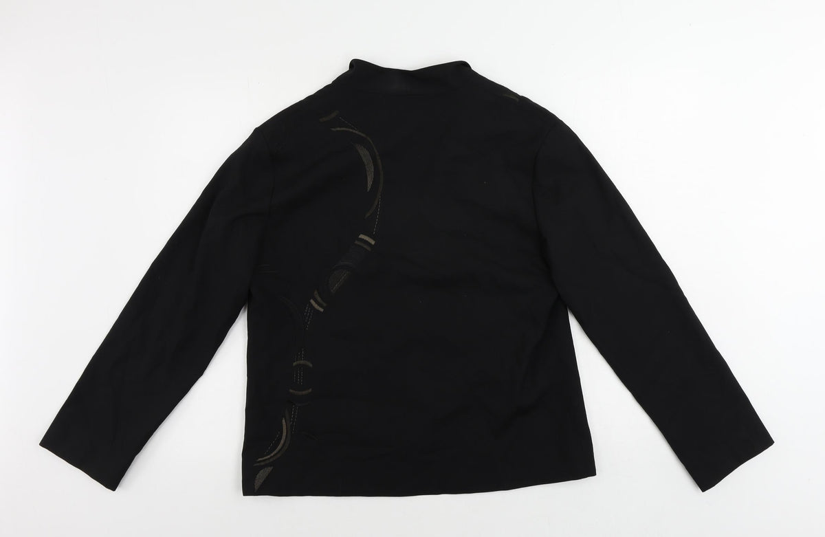 Nitya Womens Black Jacket Blazer Size 10 Button - Embroidered