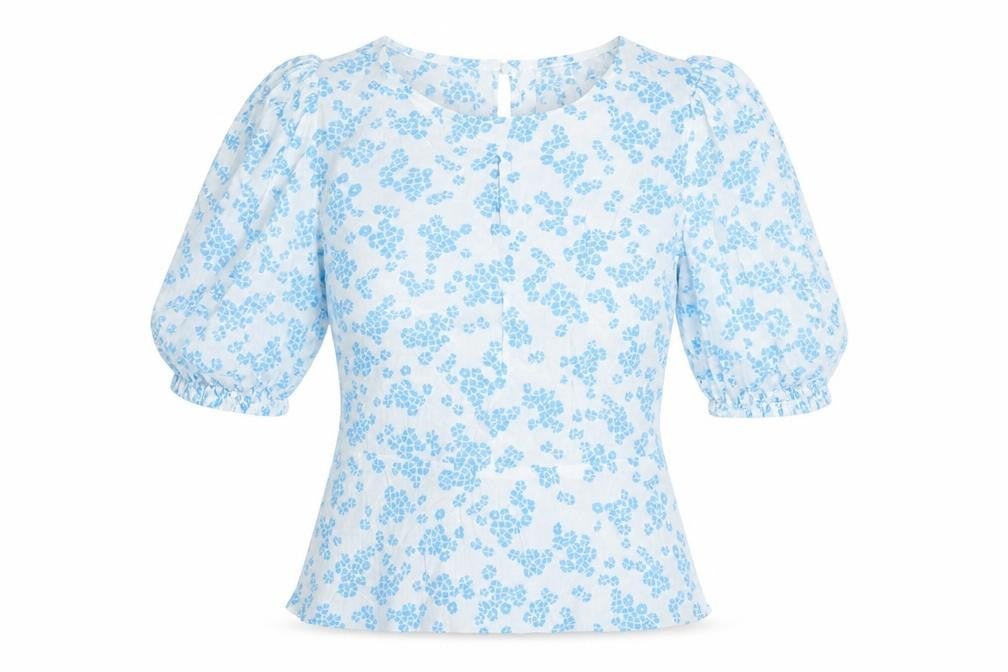 Marks & Spencer Womens White Floral Viscose Basic Blouse Size 6 Round Neck