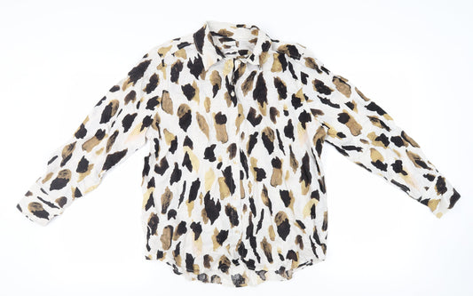 Marks and Spencer Women's Multicoloured Animal Print Button-Up Shirt