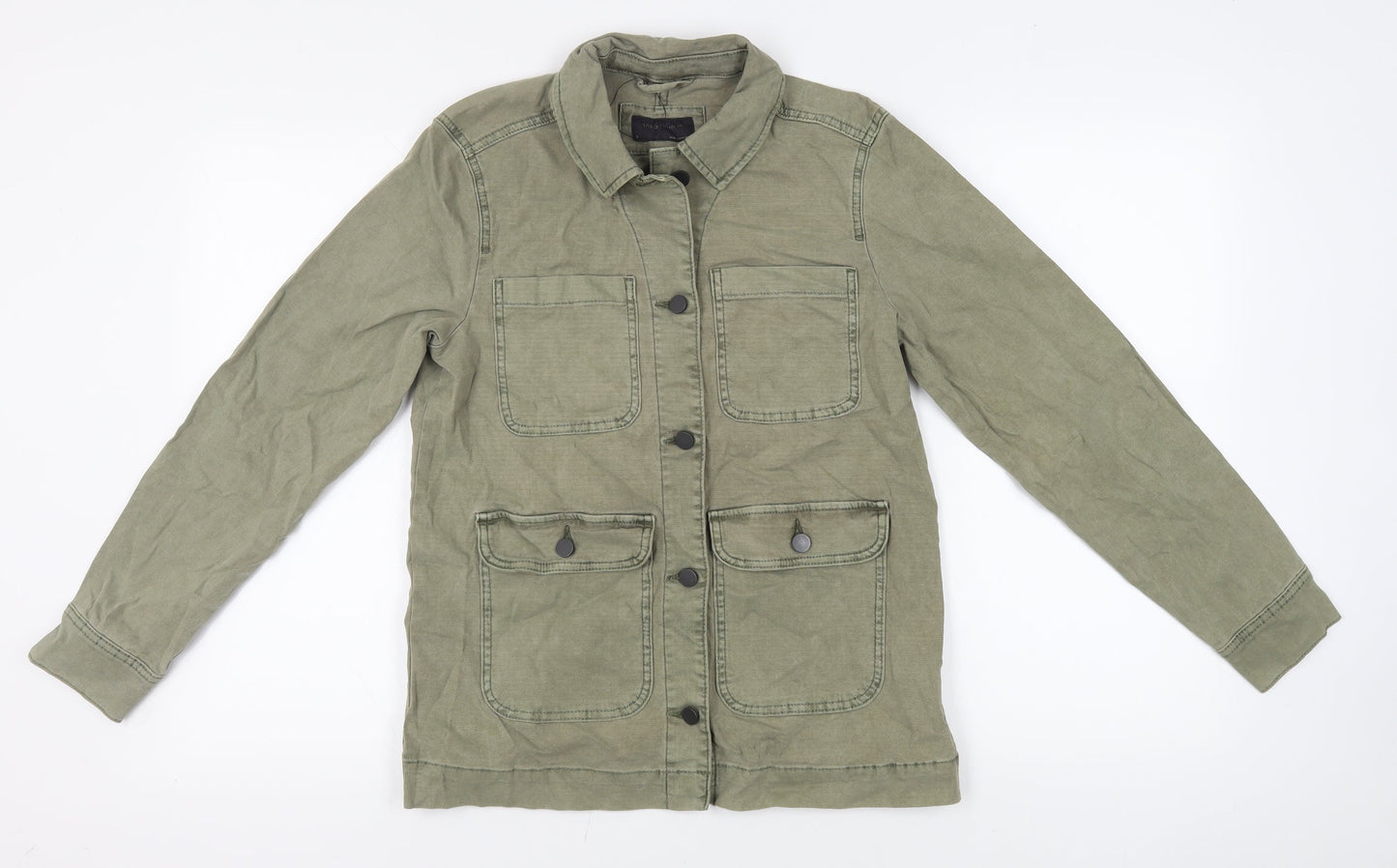 Marks and Spencer Women's Green Military Jacket Size 8