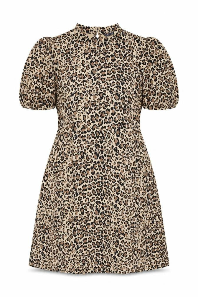 Marks & Spencer Women Beige Animal Print A-Line Knee Dress 10