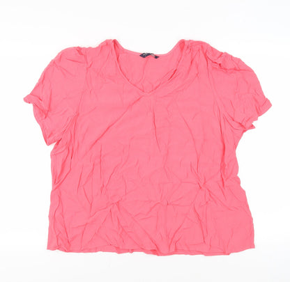 Preloved Marks and Spencer Women's Pink Viscose T-Shirt, Size 22 - Front