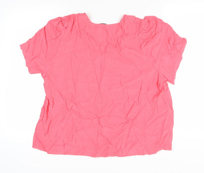 Preloved Marks and Spencer Women's Pink Viscose T-Shirt, Size 22 - Back