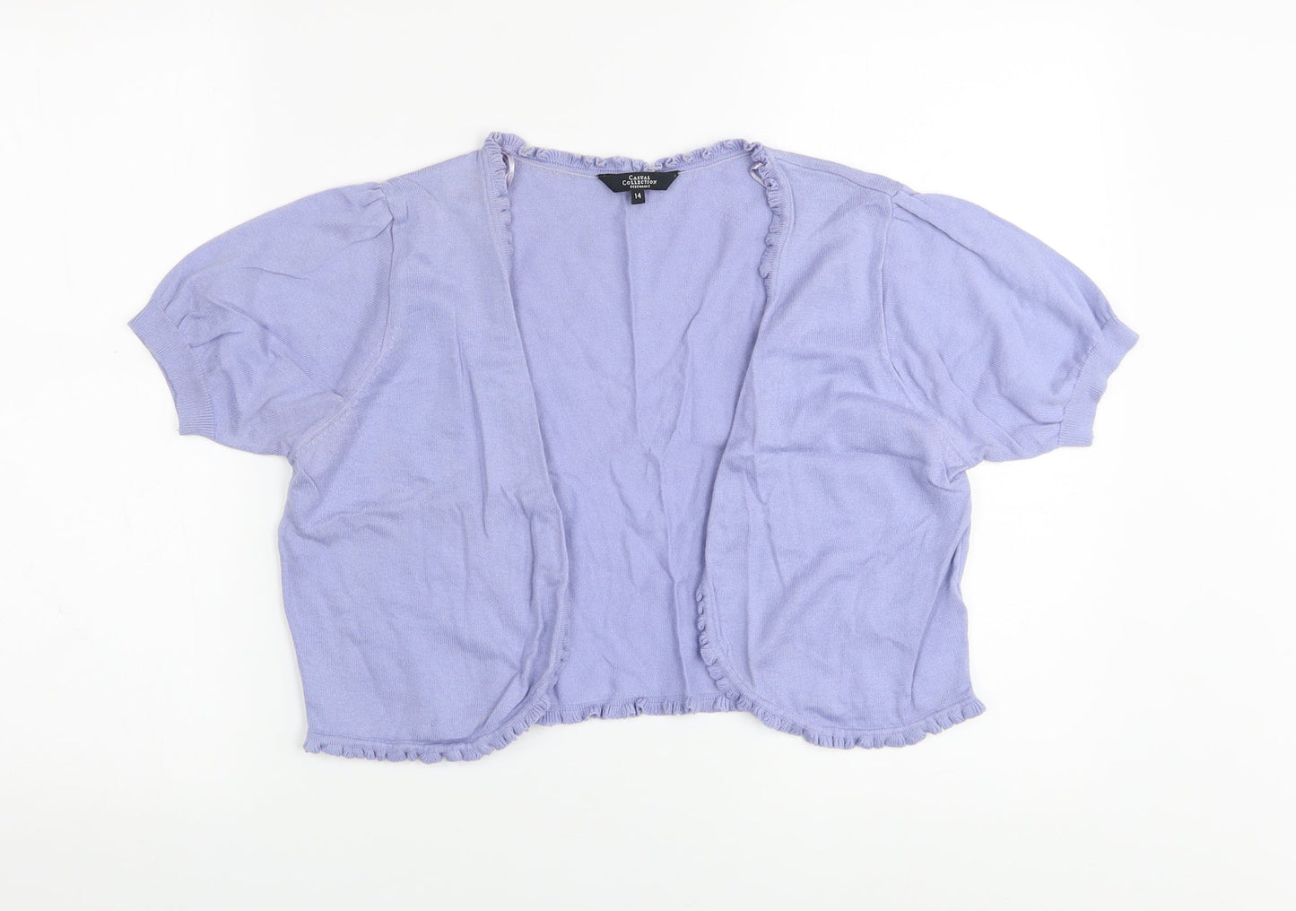 Debenhams Womens Purple V-Neck Cotton Shrug Jumper Size 14