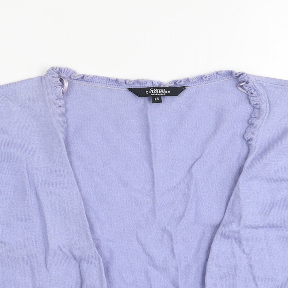 Debenhams Womens Purple V-Neck Cotton Shrug Jumper Size 14