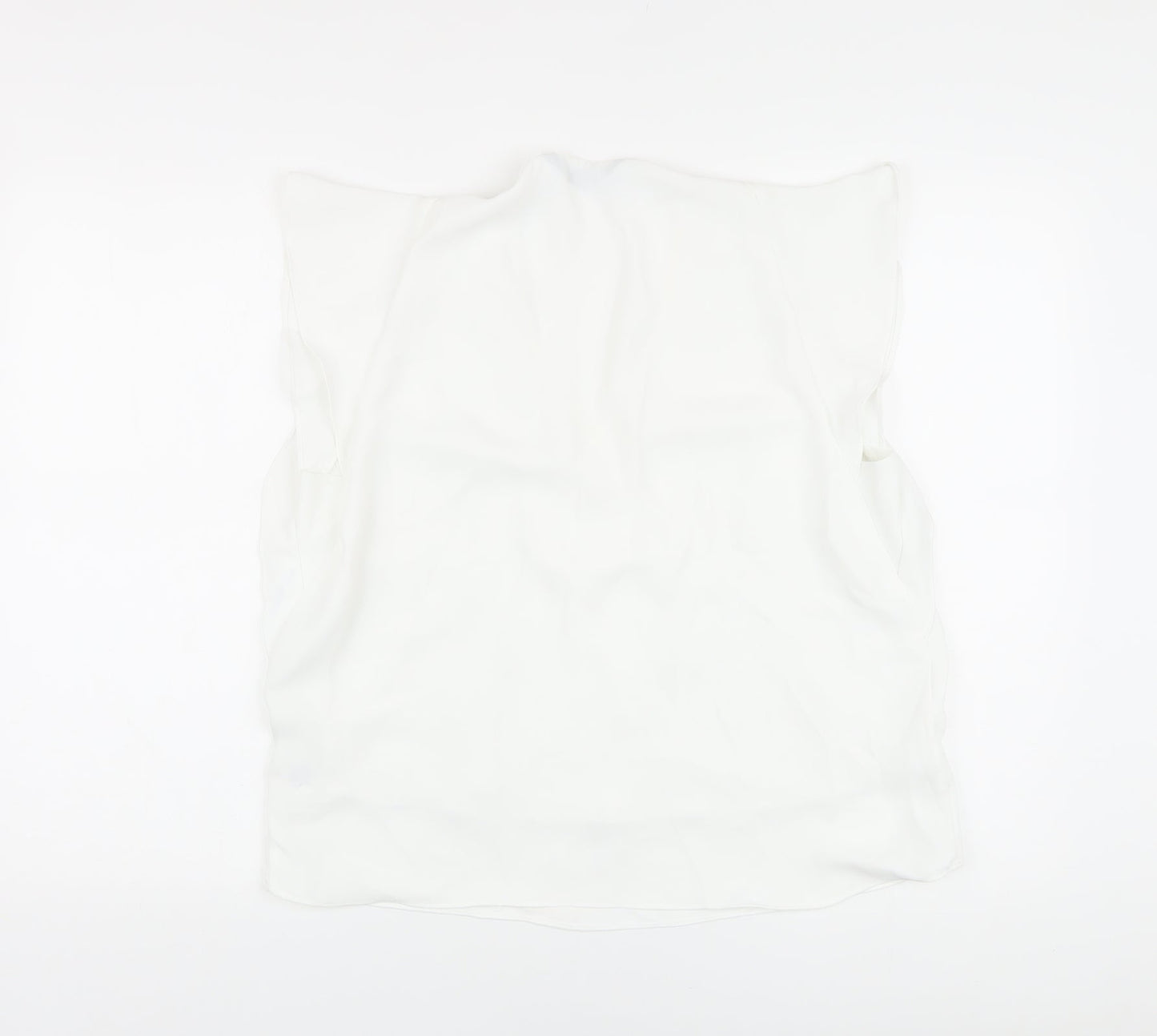 Zara Womens White Polyacrylate Fibre Basic Blouse Size L V-Neck