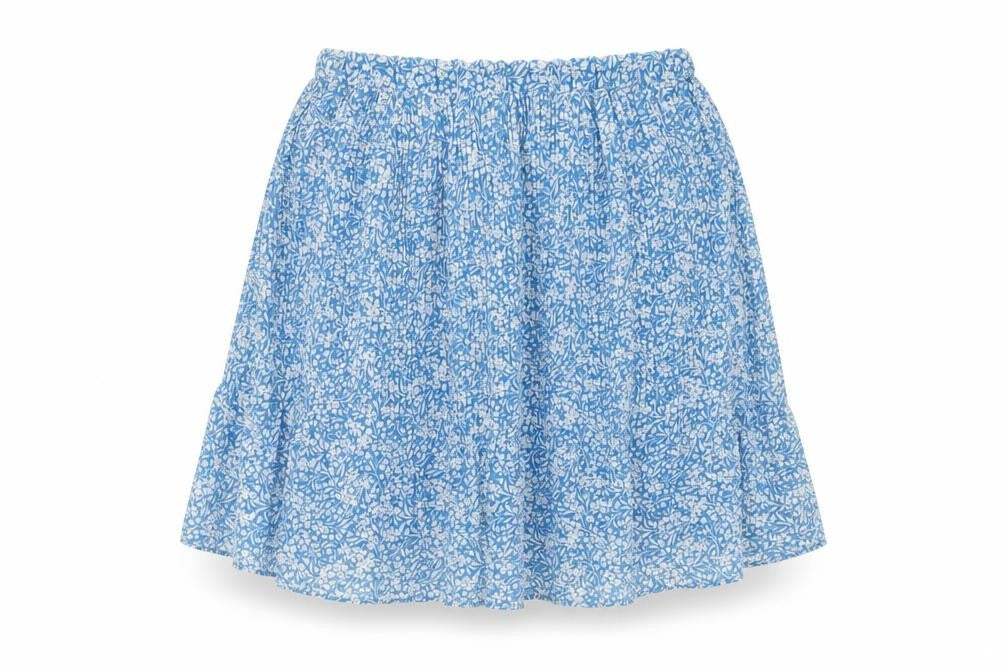Mango Womens Blue Floral Polyester Pleated Skirt Size S