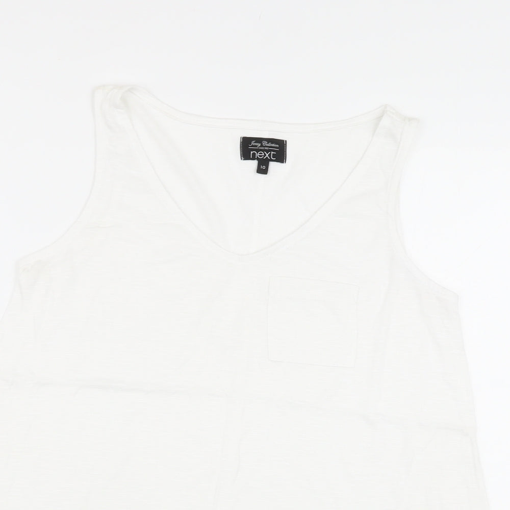 NEXT Womens White Polyester Basic T-Shirt Size 10 V-Neck