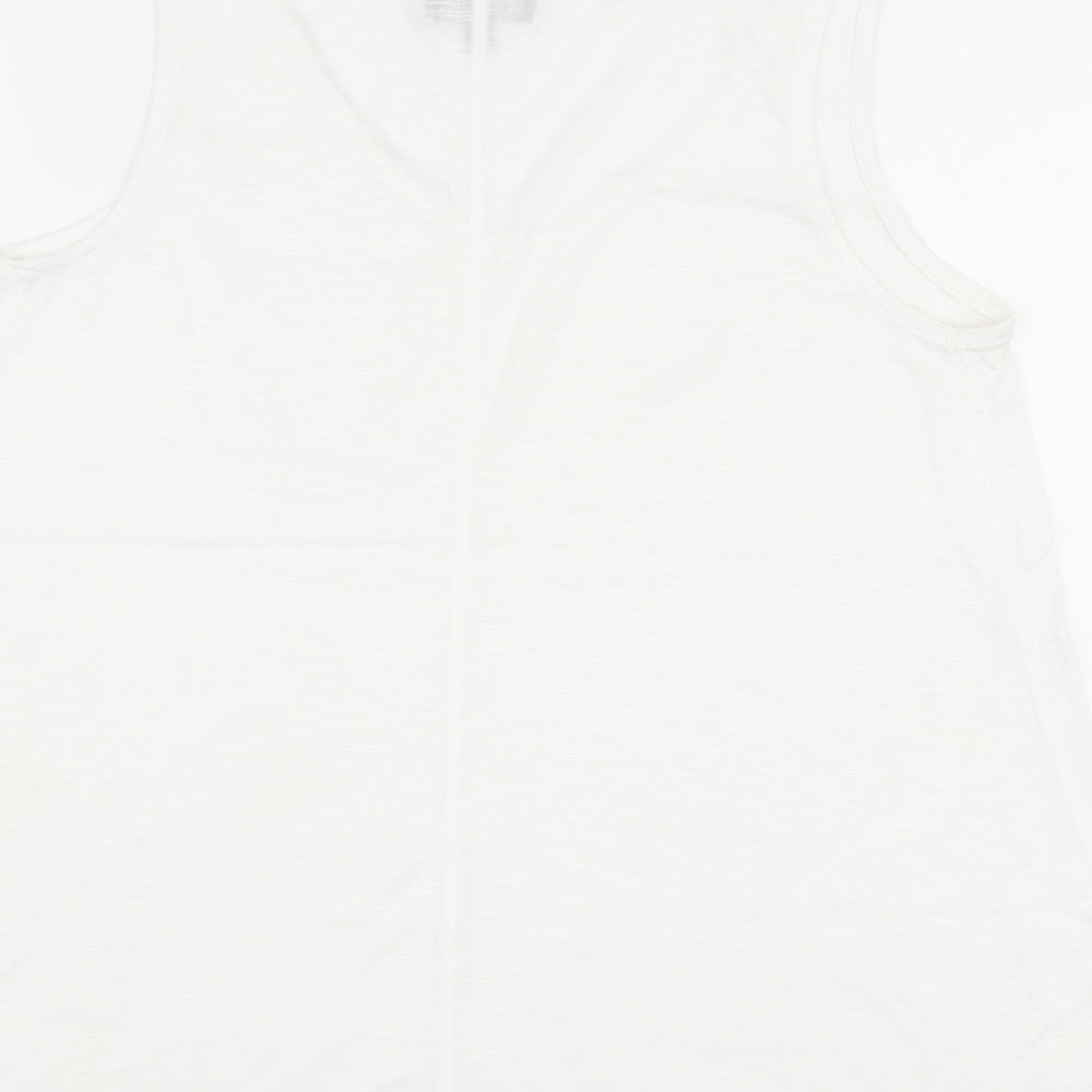 NEXT Womens White Polyester Basic T-Shirt Size 10 V-Neck