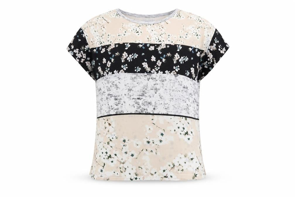 Zara Womens Multicoloured Floral Polyester Basic T-Shirt Size S Round Neck