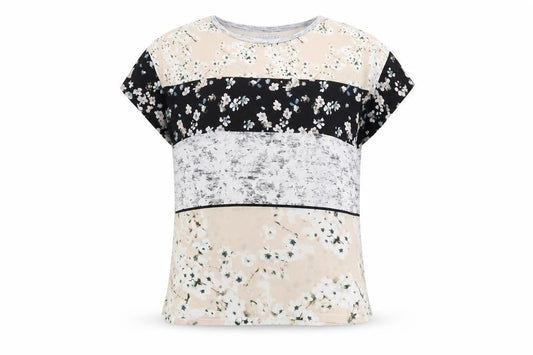 Zara Womens Multicoloured Floral Polyester Basic T-Shirt Size S Round Neck