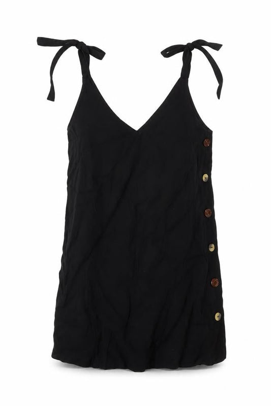 Topshop Womens Black Viscose Tunic Tank Size 6 V-Neck