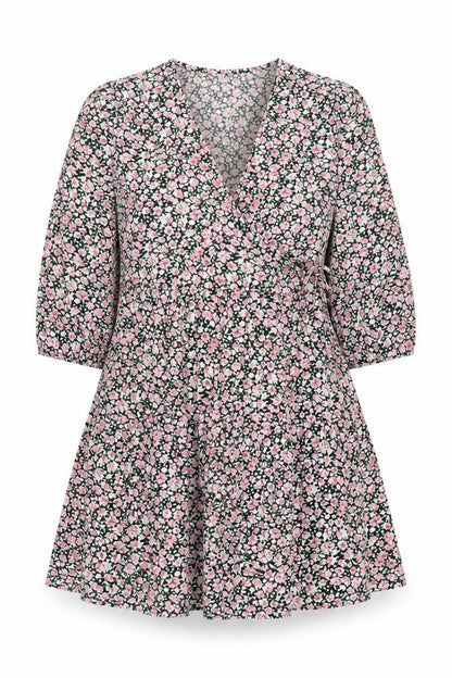 Boohoo Womens Multicoloured Floral Polyester A-Line Size 10 V-Neck Pullover