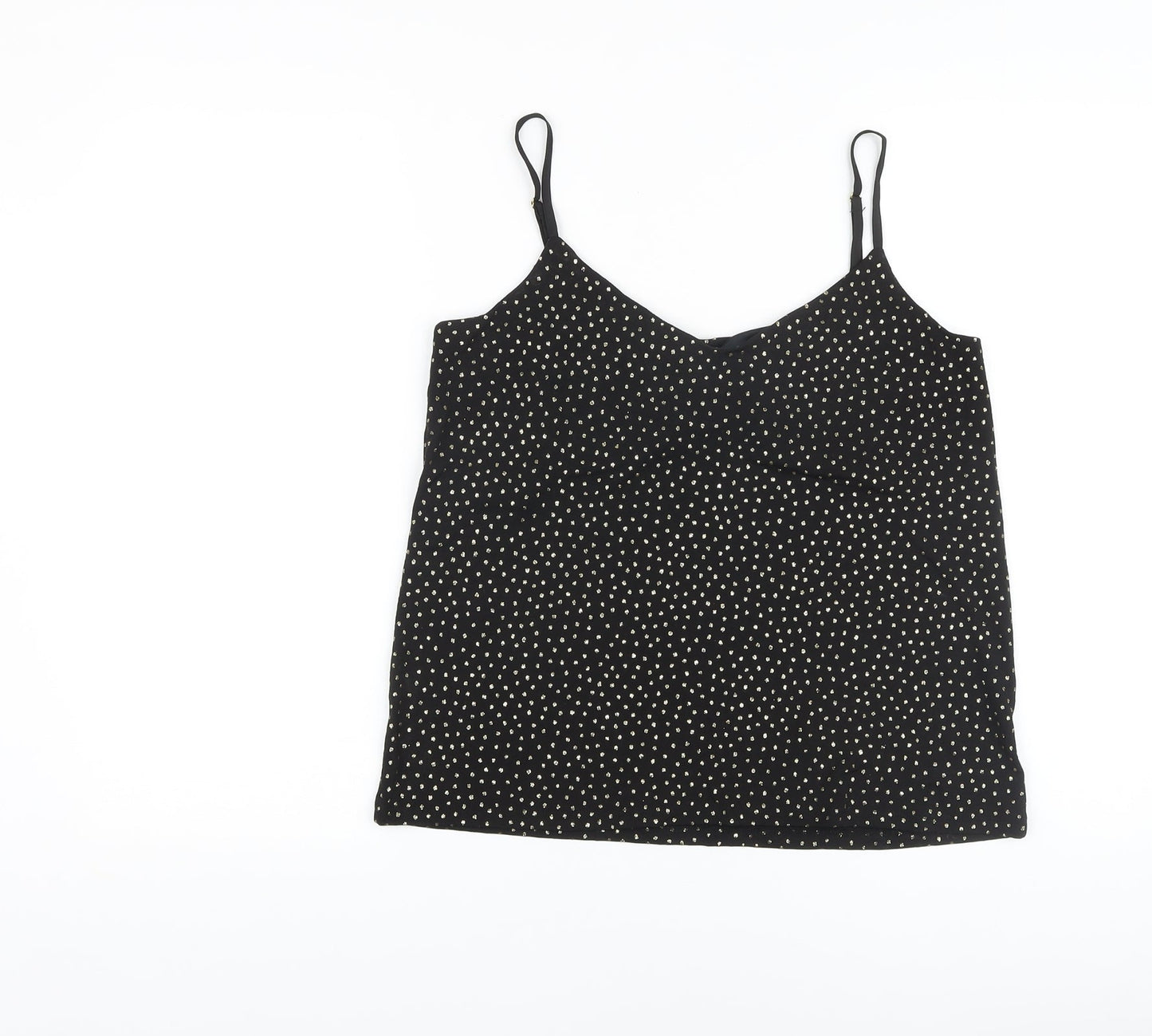 Warehouse Womens Black Polka Dot Polyester Camisole Tank Size 10 V-Neck