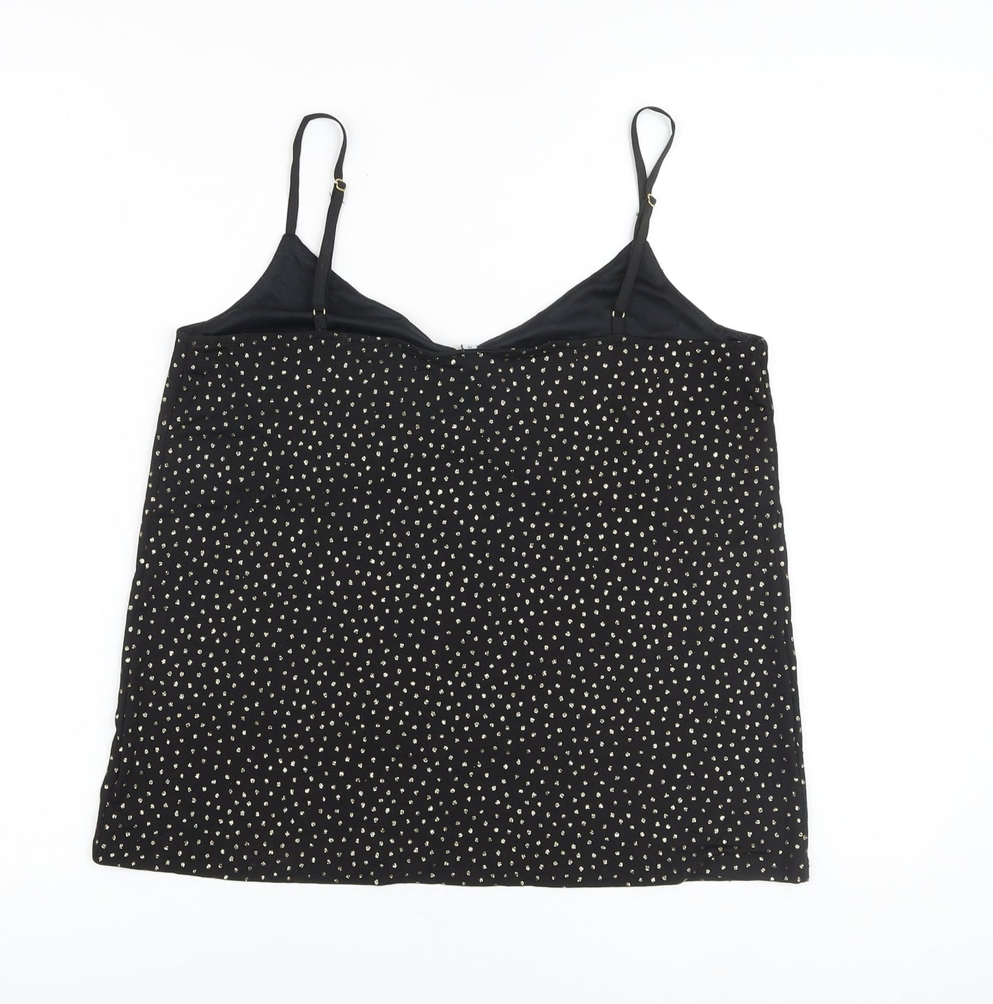 Warehouse Womens Black Polka Dot Polyester Camisole Tank Size 10 V-Neck