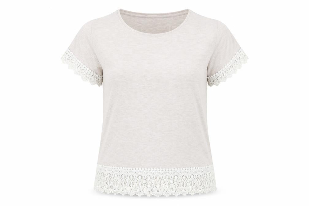 Dorothy Perkins Womens Beige Polyester Basic T-Shirt Size 12 Crew Neck