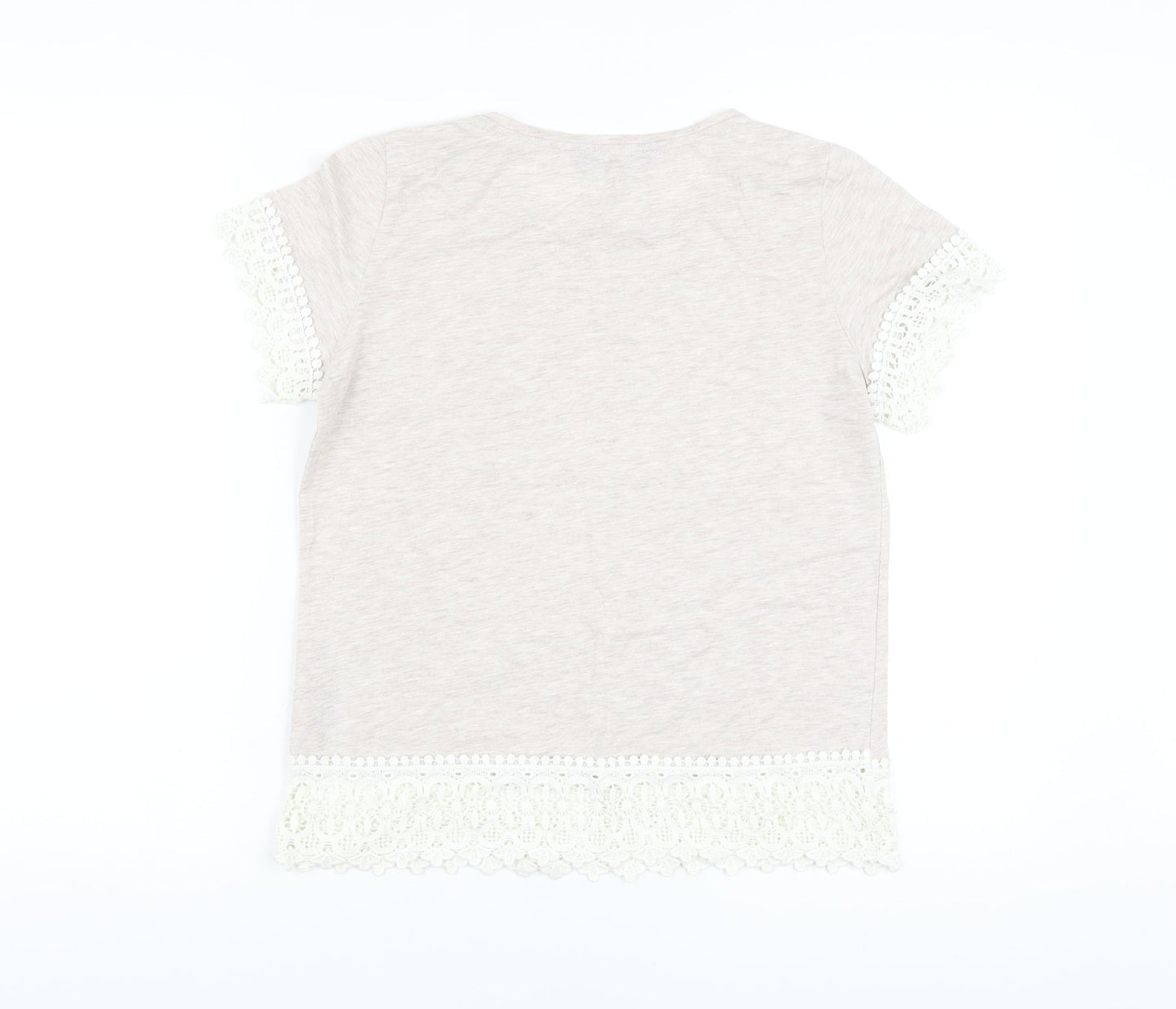 Dorothy Perkins Womens Beige Polyester Basic T-Shirt Size 12 Crew Neck
