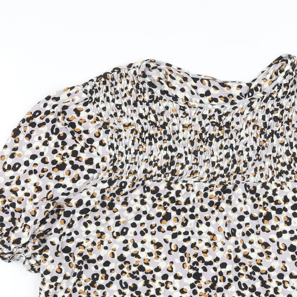 NEXT Womens Multicoloured Animal Print Viscose Basic Blouse Size 14 Round Neck