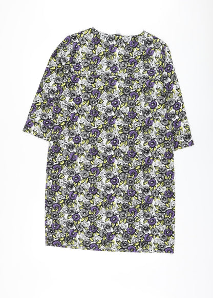 Next Womens Multicoloured Floral Polyester A-Line Size 12 V-Neck Pullover