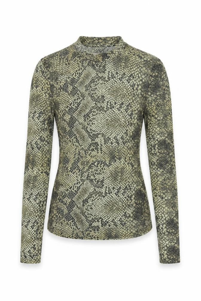 & Other Stories Womens Green Animal Print Polyester Basic Blouse Size 8 Mock Neck
