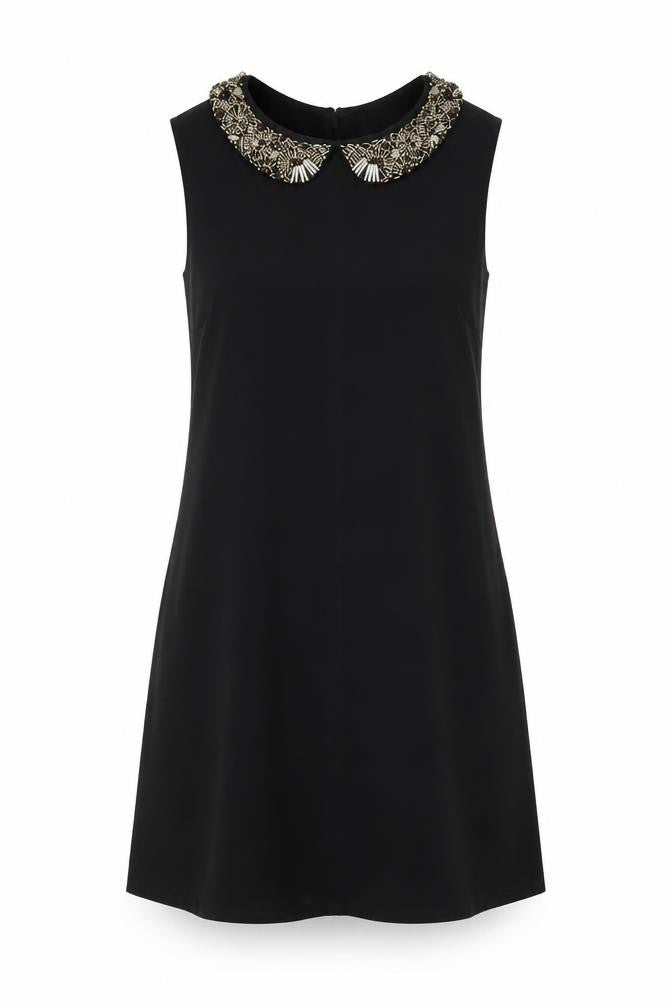 Wallis Womens Black Polyester A-Line Size L Collared Button