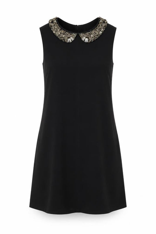 Wallis Womens Black Polyester A-Line Size L Collared Button