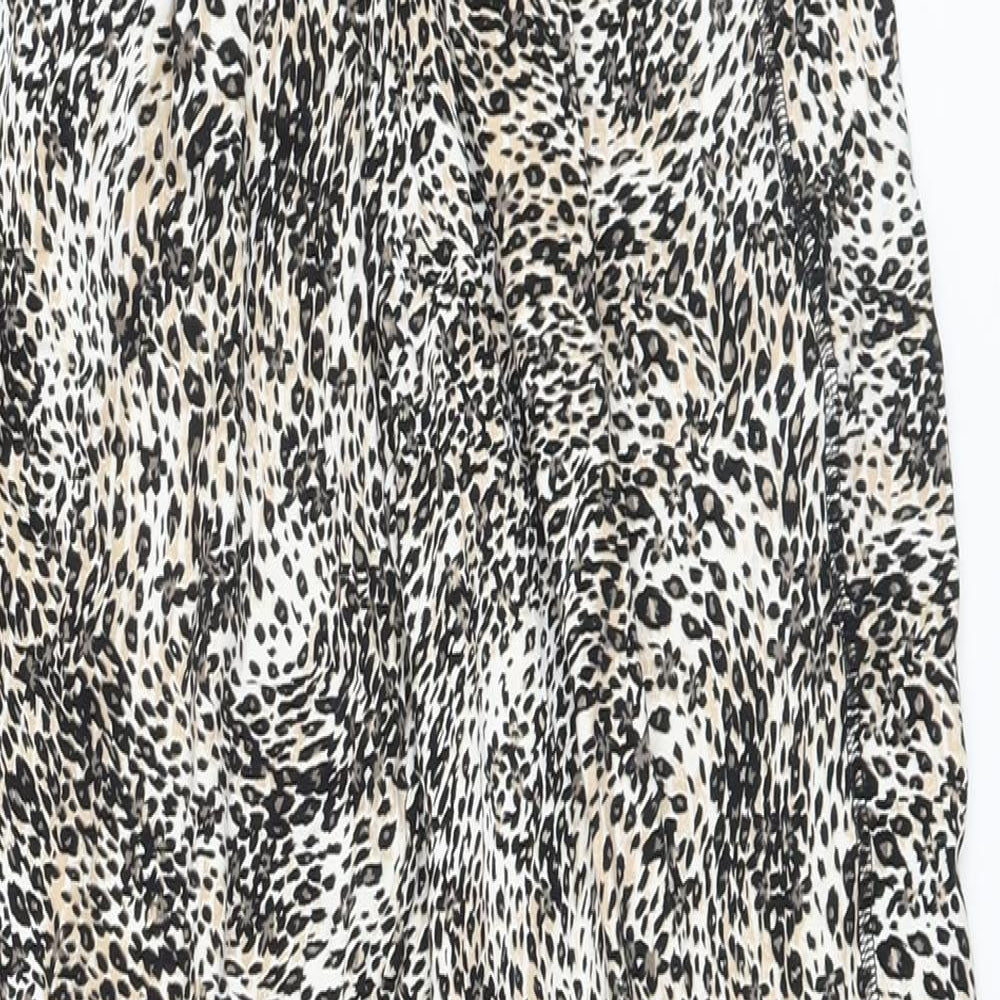 Marks and Spencer Womens Beige Animal Print Viscose Trousers Size 6 L26 in Regular