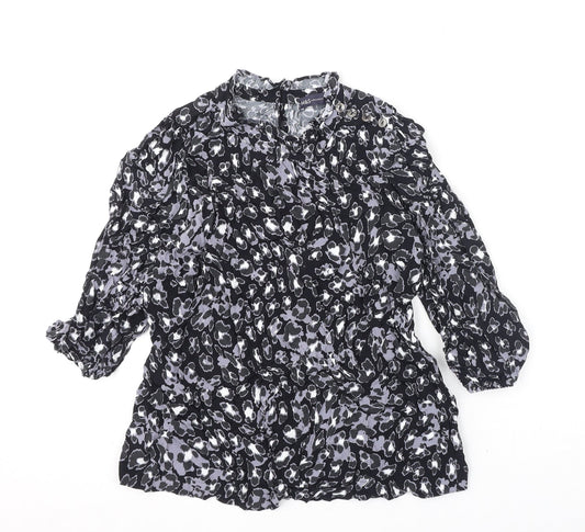 Marks and Spencer Womens Multicoloured Animal Print Viscose Basic Blouse Size 10 Round Neck - Leopard Print